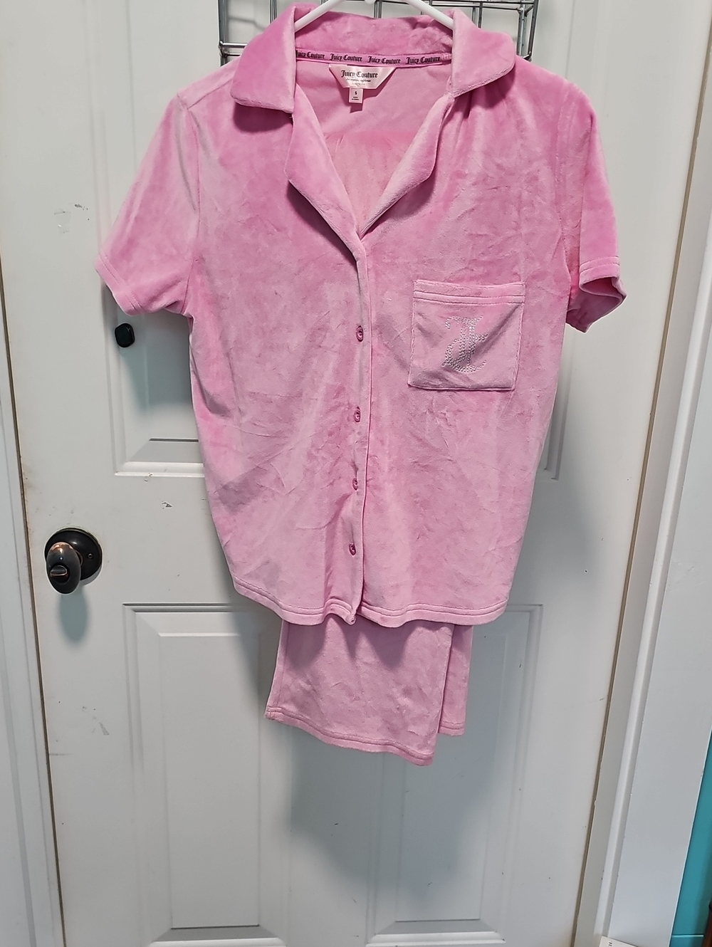 Juicy Couture Light Pink Velour Short Sleeve Pajama Set Size S. So Soft!